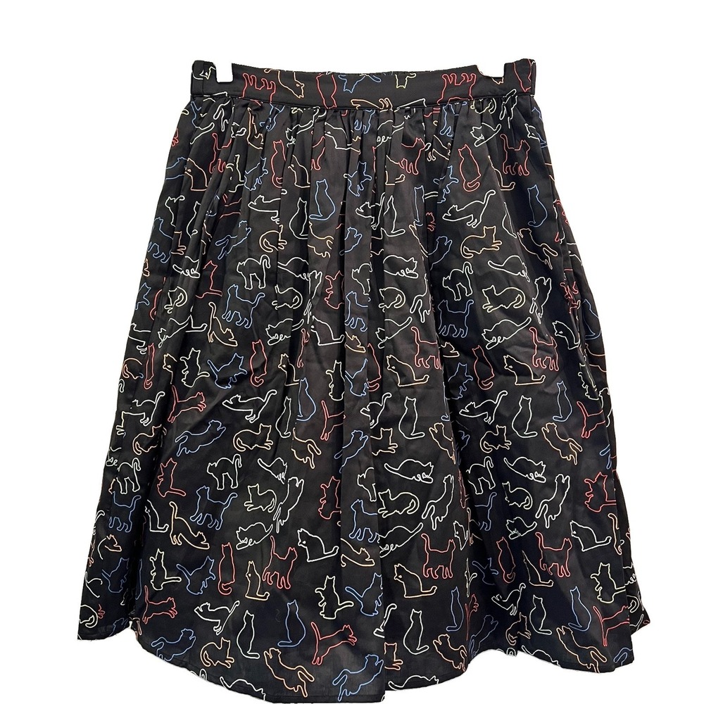ModCloth Cute Kitty Cat Skirt Size Medium Pockets Neon